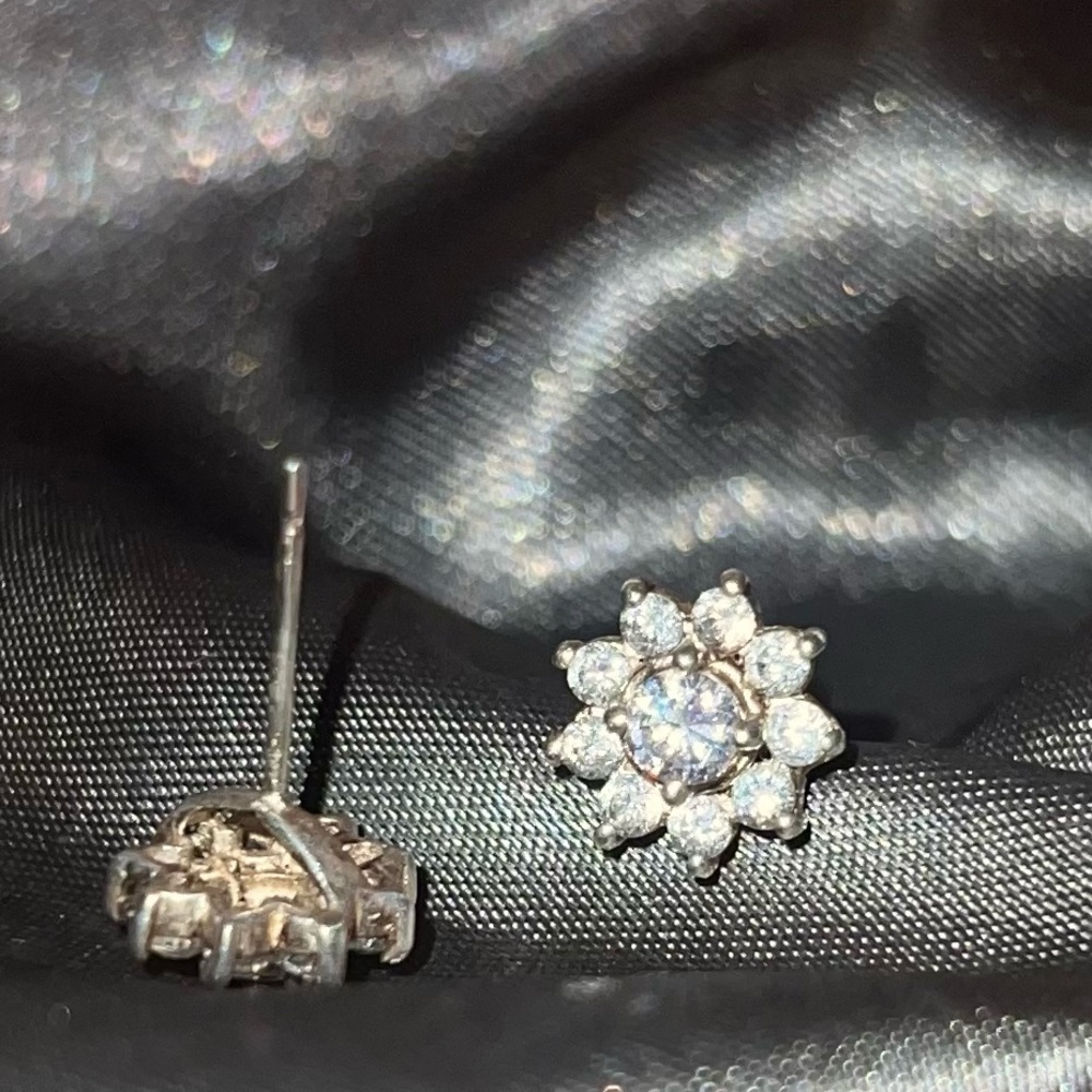 Sterling silver diamond earrings